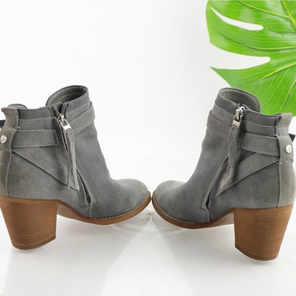 Sam Edelman Womens Maurine Boots Size 7 Gray Blue Suede Block Heel Buckle Bootie - Picture 6 of 13